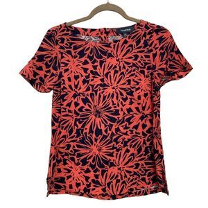 ModCloth orange and blue linen blend short sleeve top size extra small